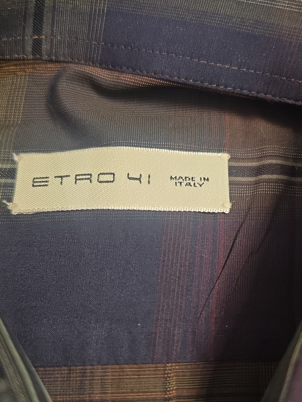 Etro Navy and Burgundy Plaid Shirt Jacket